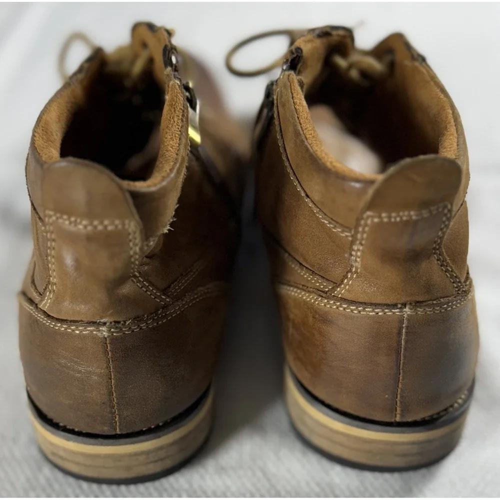 Steve Madden Boots Mens Size 9.5 Leather Jabbar Lace Up Zipper Casual‎ Shoes